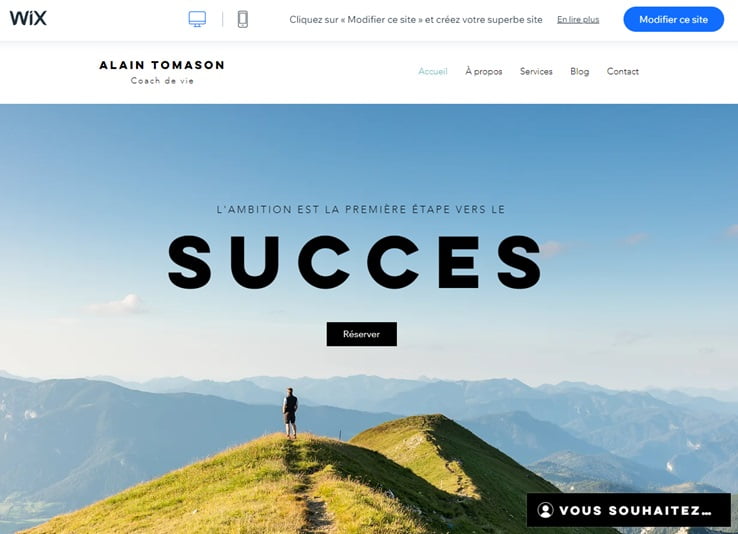 exemple template WIX gratuit