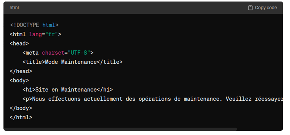 Activation du mode maintenance WordPress