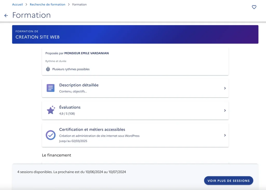 détails formation CPF