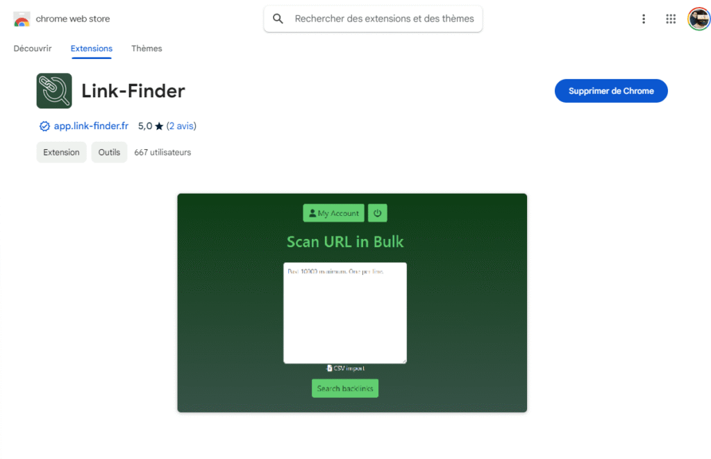 Link-Finder extension chrome