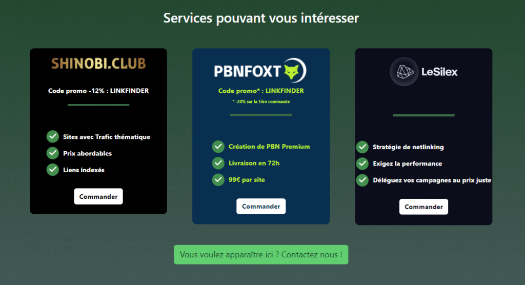 Partenariats LinkFinder