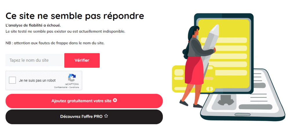 Test si le site existe ou est indisponible