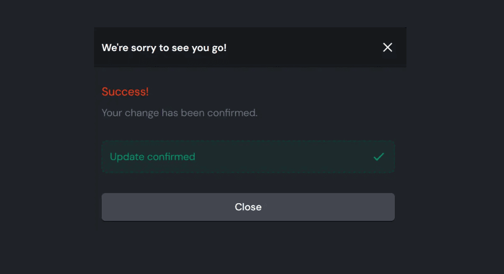 Vérification et message de confirmation