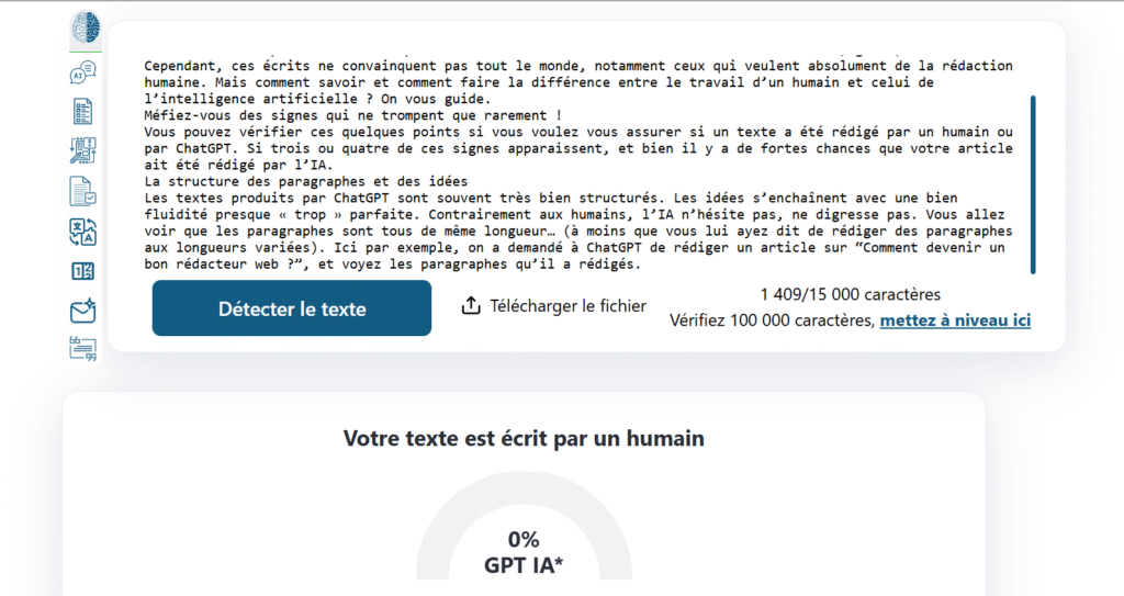 Testez le texte avec des outils de détection