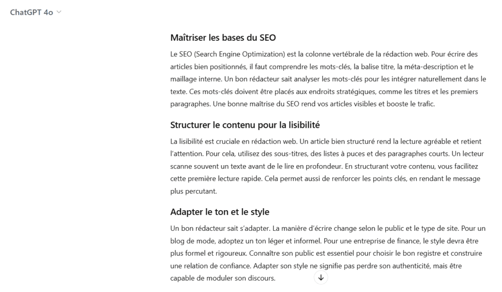 La structure des paragraphes et des idées ChatGPT