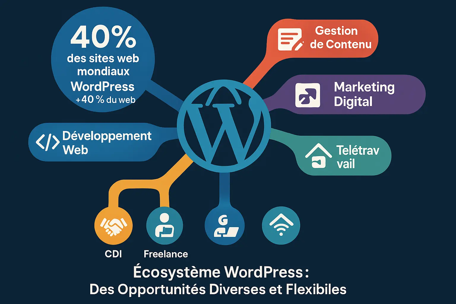 Illustration du marché de l'emploi WordPress