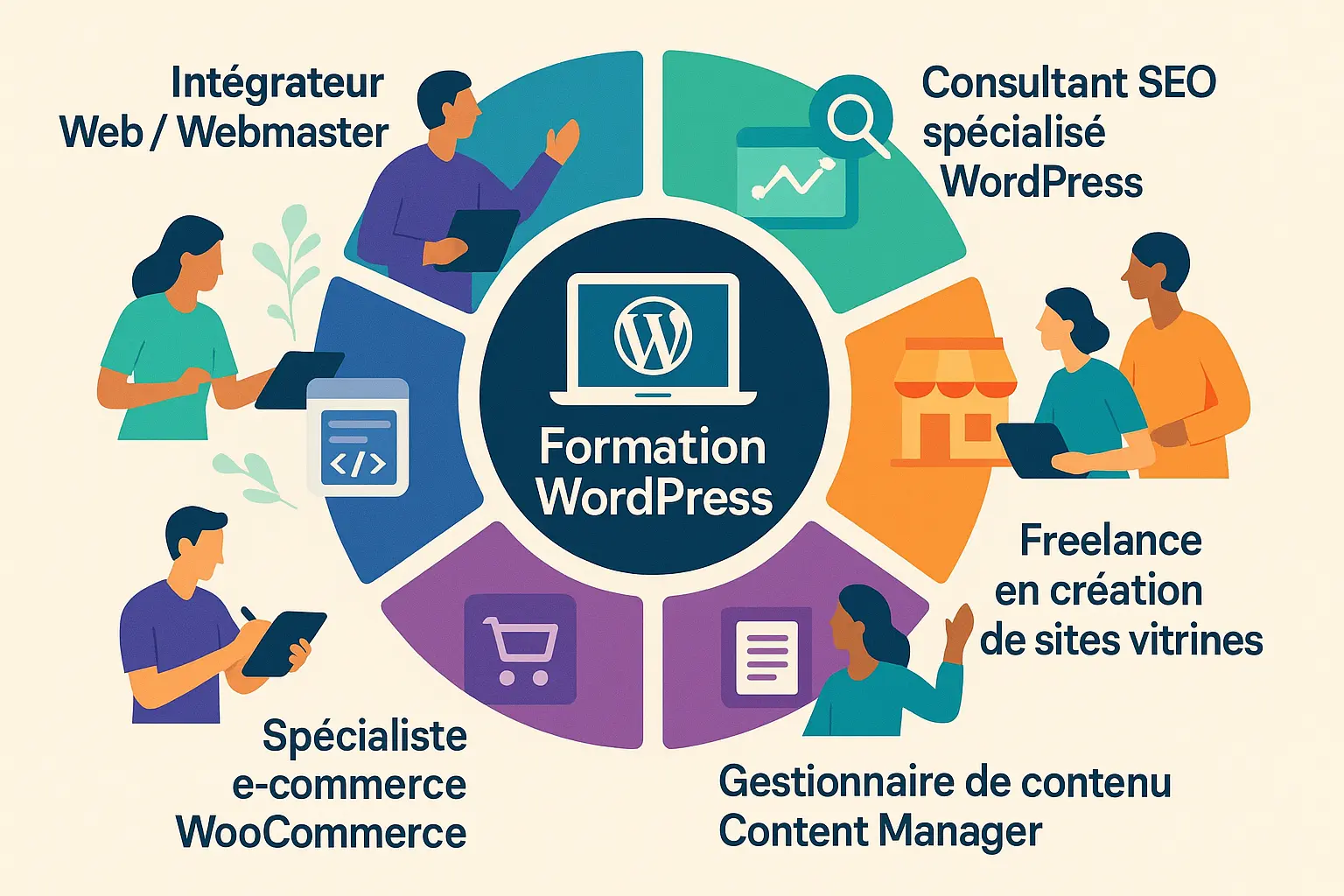Illustration des débouchés professionnels après une formation WordPress